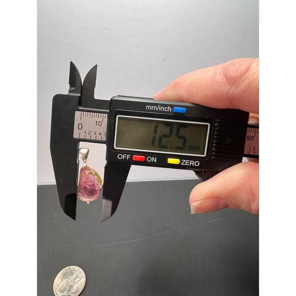 NEW Watermelon tourmaline sterling silver pendant 1.56 grams - Picture 5 of 11